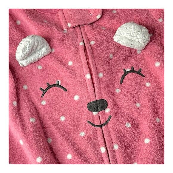 Carter One Piece Footie Pjs Pajamas Set Of 2 Pink Spotted Bear Gray Penguin - Picture 3 of 13